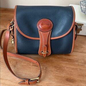 Dooney & Bourke Navy and Tan Leather Crossbody Bag